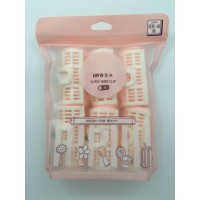 DOUBLE LAYER SPRING CLIPS HAIR ROLLERS 6PCS (PINK)