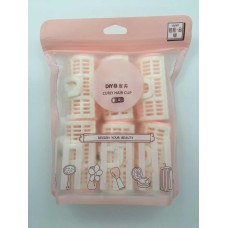 DOUBLE LAYER SPRING CLIPS HAIR ROLLERS 6PCS (PINK)